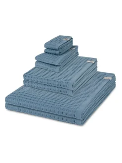 2 X Seif- 2 X Gäste- 2 X Dusch- 2 X Handtuch im Set Piquee in Steel blue