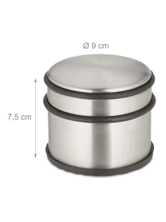 2 x Türstopper in Silber/ Schwarz - (H)7,5 x Ø 9 cm