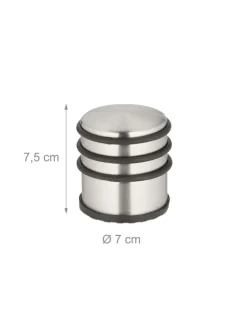 3 x Türstopper in Silber/ Schwarz - (H)7,5 x Ø 7 cm