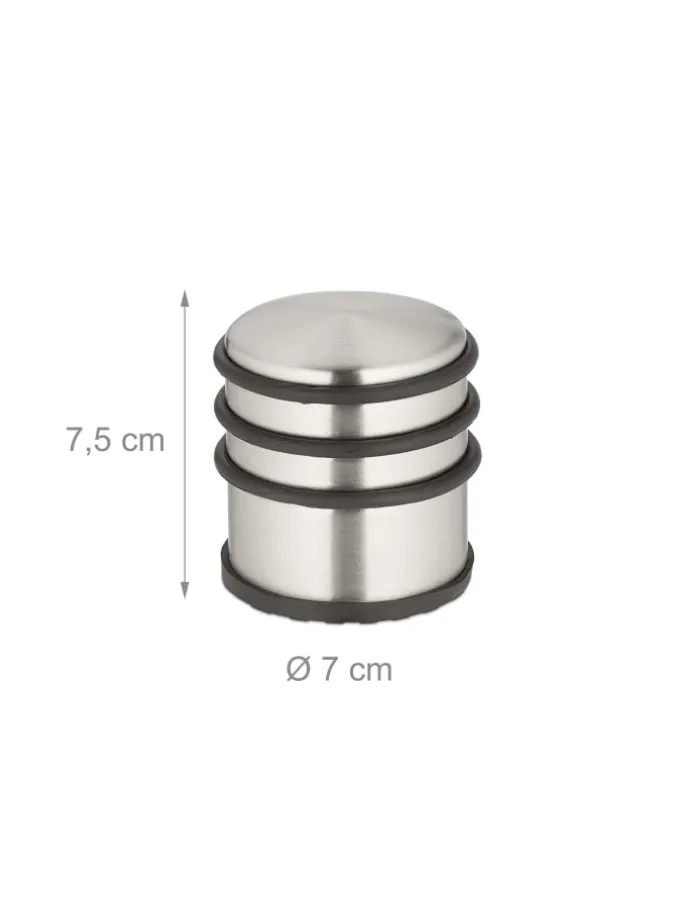 3 x Türstopper in Silber/ Schwarz - (H)7,5 x Ø 7 cm