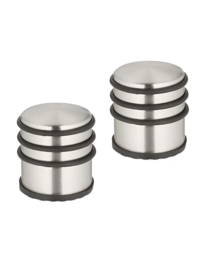2 x Türstopper in Silber/ Schwarz - (H)7,5 x Ø 7 cm