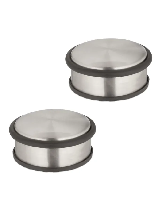 2 x Türstopper in Silber/ Schwarz - (H)4,5 x Ø 10,5 cm
