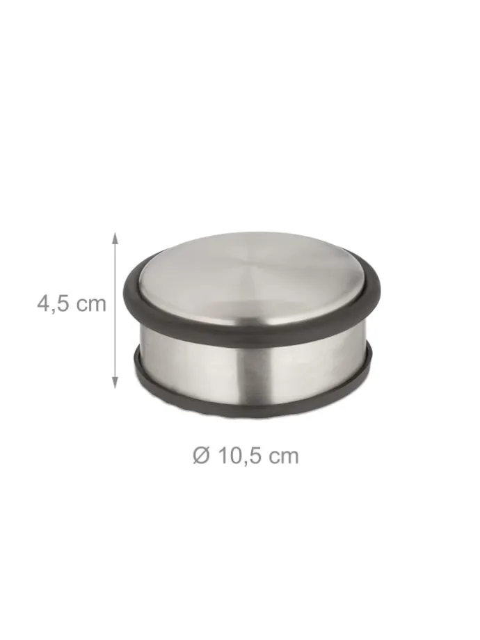2 x Türstopper in Silber/ Schwarz - (H)4,5 x Ø 10,5 cm