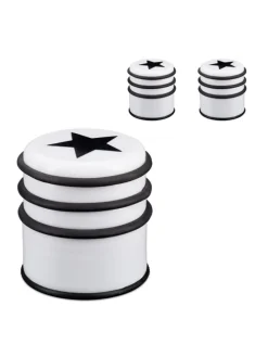 3 x Türstopper "Stern" in Weiß/ Schwarz - (H)8 x Ø7,5 cm