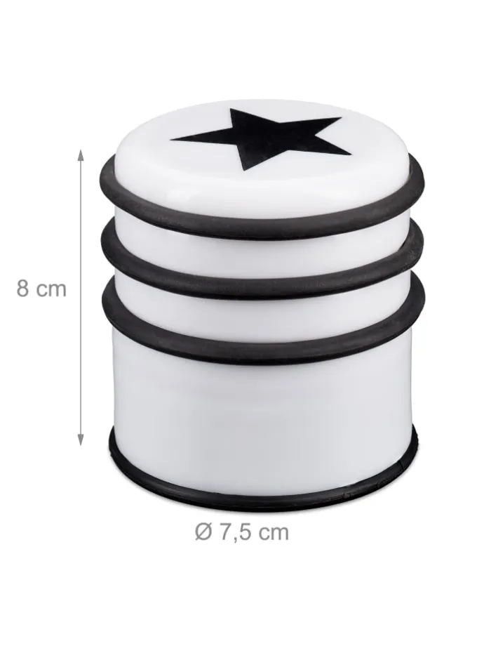 3 x Türstopper "Stern" in Weiß/ Schwarz - (H)8 x Ø7,5 cm