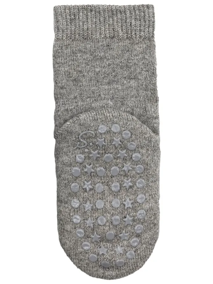 ABS Socken Wolle uni in grau mel.