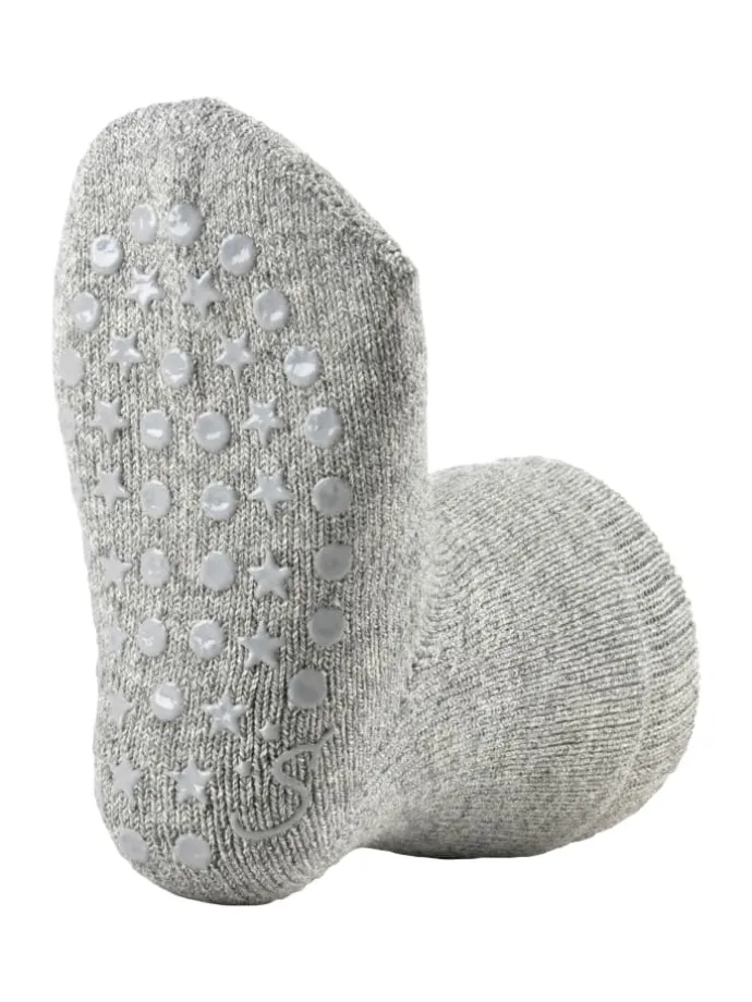 ABS Socken Wolle uni in grau mel.