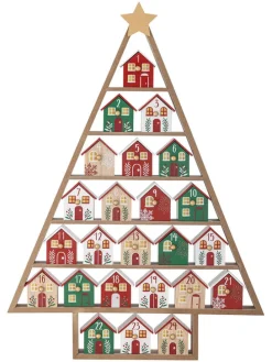 Adventskalender ''Calvin'' in Beige/ Rot/ Grün - (B)44 x (H)61,5 x (T)6 cm