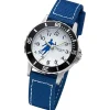 Analog-Armbanduhr Regent Lederarmband blau, weiß mittel (ca. 32mm)