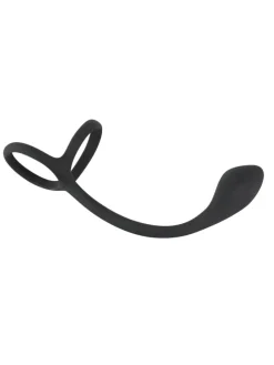 Analplug mit Penisring Cock & ball ring with butt plug in schwarz