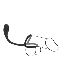 Analplug mit Penisring Cock & ball ring with butt plug in schwarz