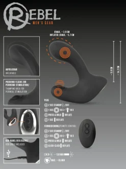 Analplug RC B-Plug with 3 functions in schwarz