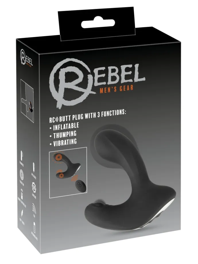 Analplug RC B-Plug with 3 functions in schwarz