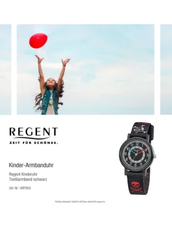 Armbanduhr Regent Kinderuhren schwarz, rot, weiß klein (ca. 29mm)