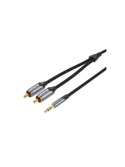 Audio-Kabel - 2xCinch auf 3,5mm Kabel 1,5m (grau)