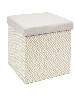 Aufbewahrungshocker in Beige/ Grau - (B)38 x (H)38 x (T)38 cm