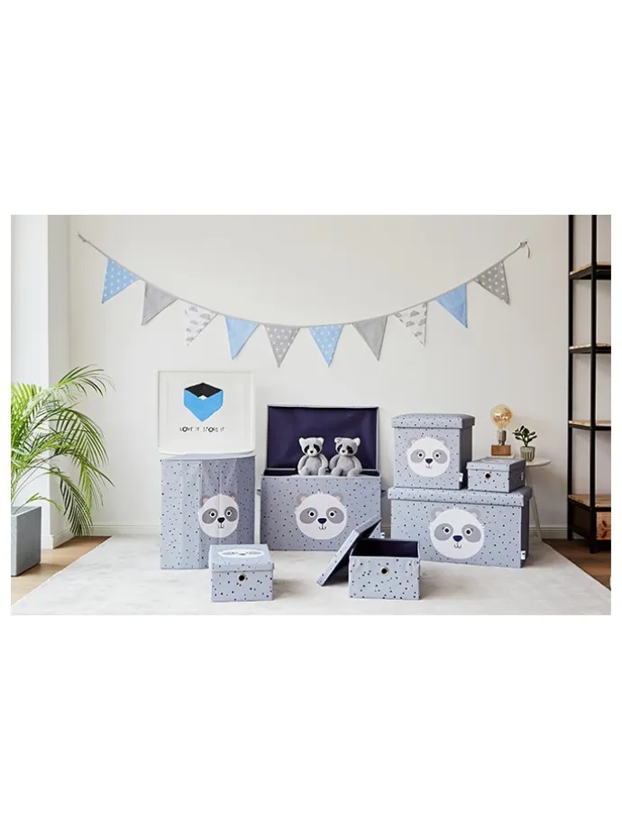 Aufbewahrungshocker "Panda" in Grau - (B)35 x (H)35 x (T)35 cm