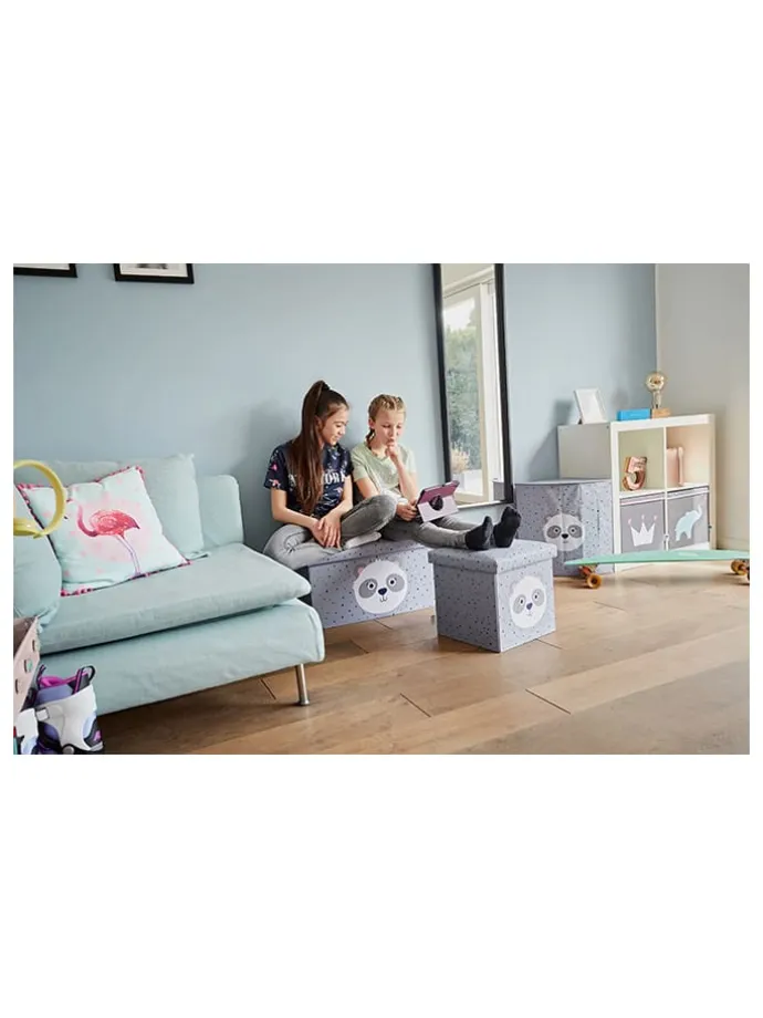 Aufbewahrungshocker "Panda" in Grau - (B)35 x (H)35 x (T)35 cm