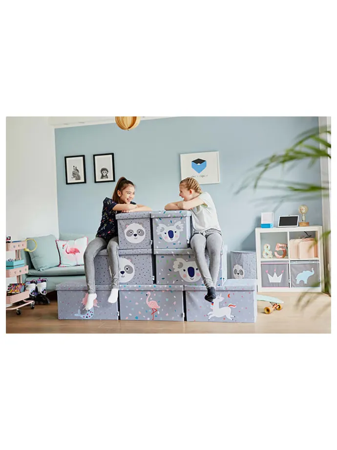 Aufbewahrungshocker "Panda" in Grau - (B)35 x (H)35 x (T)35 cm