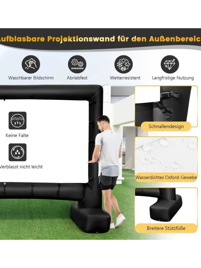 Aufblasbare Beamer Leinwand in Schwarz