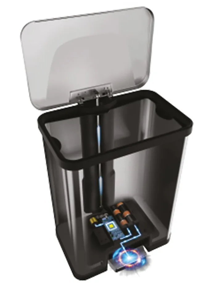 Automatik-Tretabfalleimer "Powerstep" in Silber - 38 l