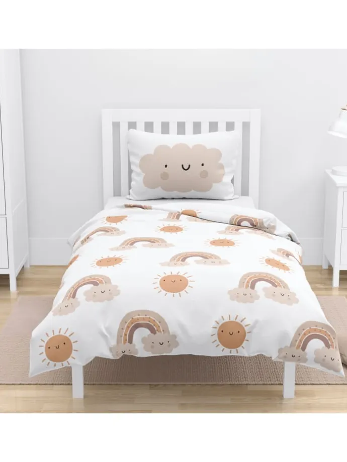 Baby Bettwäsche-Set Biber/Flanell "Little Sunrise" in Weiß