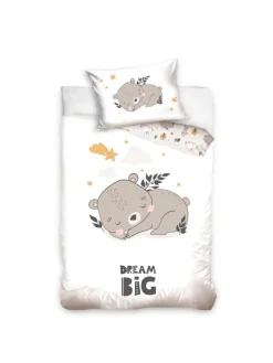 Baby Bettwäsche-Set "Little Dreamer Schlummerbär" in Weiß