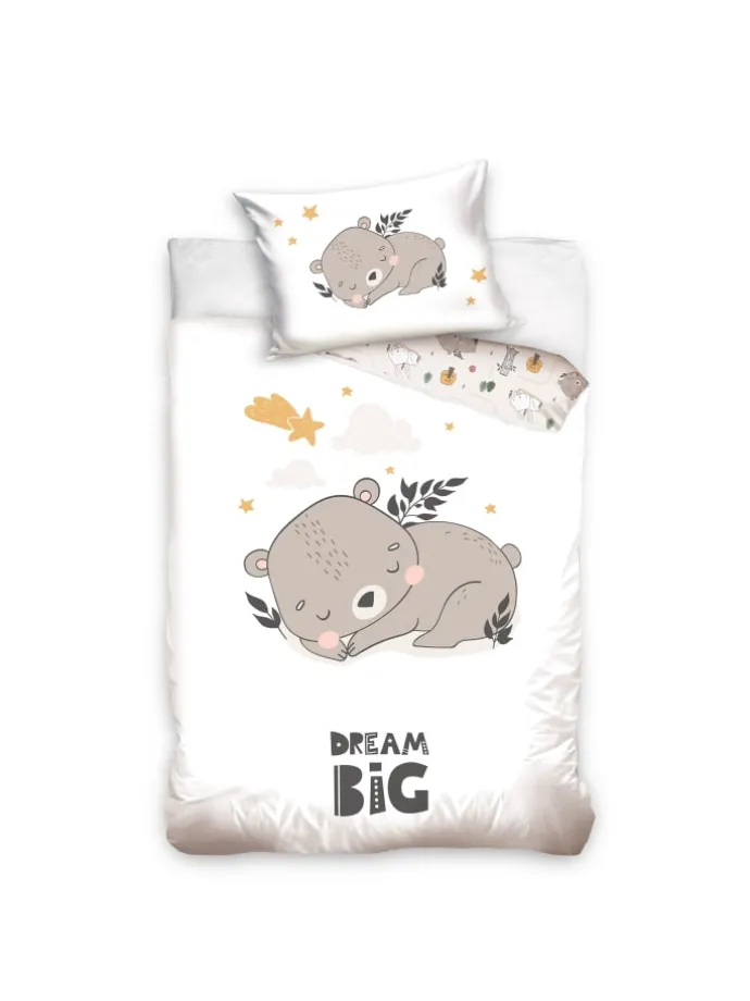 Baby Bettwäsche-Set "Little Dreamer Schlummerbär" in Weiß