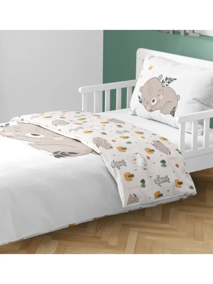 Baby Bettwäsche-Set "Little Dreamer Schlummerbär" in Weiß