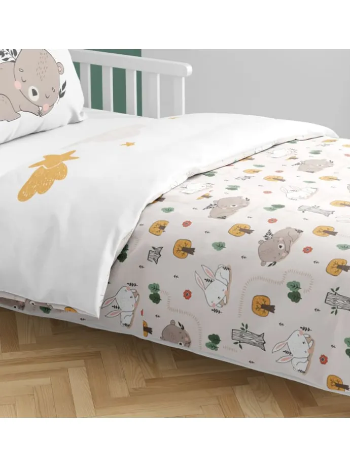 Baby Bettwäsche-Set "Little Dreamer Schlummerbär" in Weiß