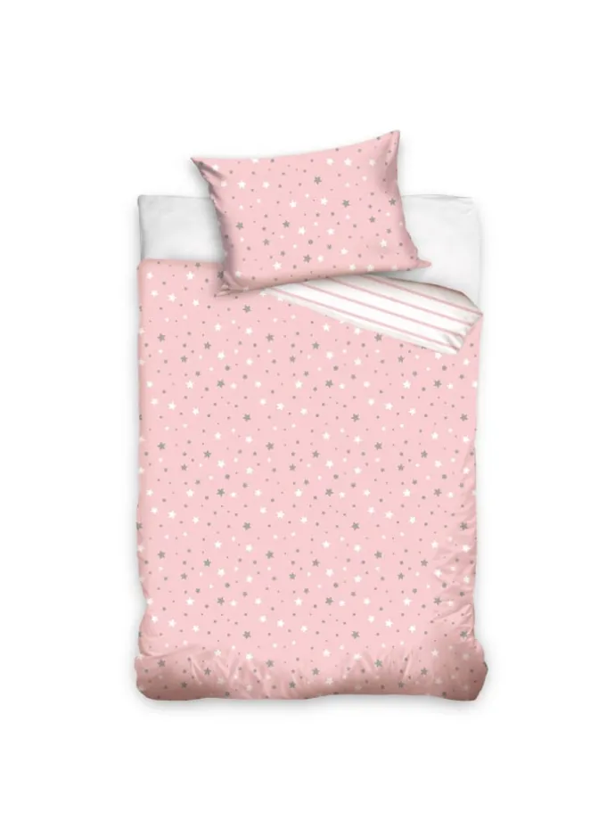Baby Bettwäsche-Set "Stella, Sterne, Streifen" in Rosa