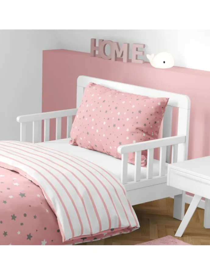 Baby Bettwäsche-Set "Stella, Sterne, Streifen" in Rosa