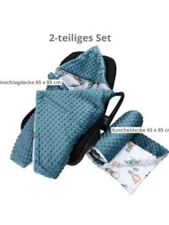 Baby Einschlagdecke für Autositz 2er SET in dunkelblau
