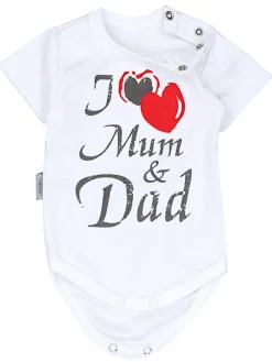 Baby Kurzarm Body mit Aufdruck Spruch 5er Pack in ecru