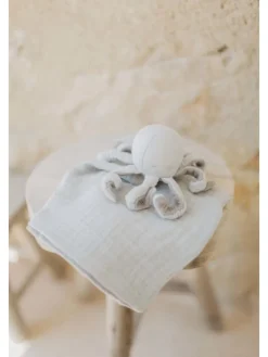 Baby Kuscheltuch aus Musselin 'octopus' in blue