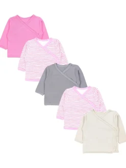 Baby Langarm Wickelshirt 5er Set in rosa Modell 2