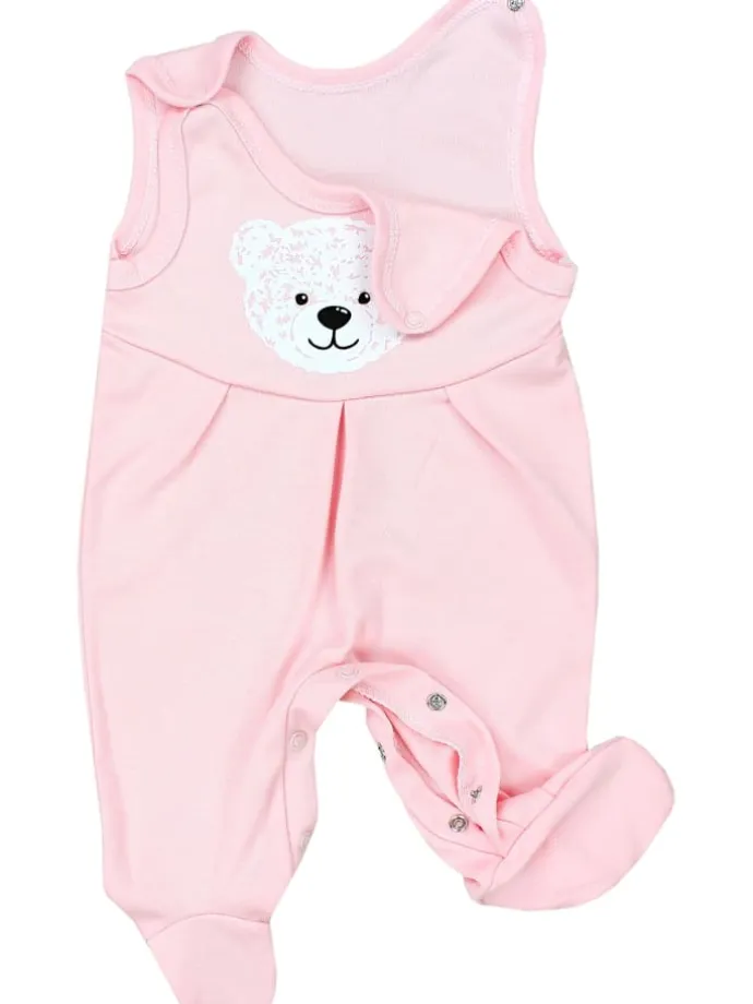 Baby Mädchen Strampler mit Fuß 3er Pack in rosa/weiß