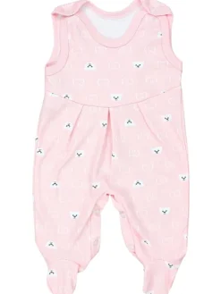 Baby Mädchen Strampler mit Fuß 3er Pack in rosa/weiß
