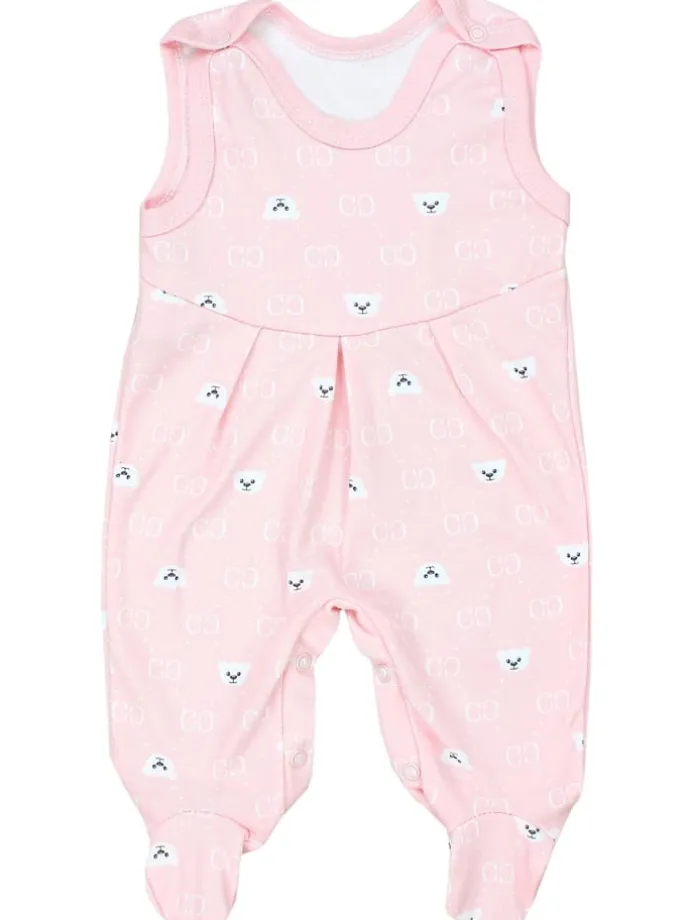 Baby Mädchen Strampler mit Fuß 3er Pack in rosa/weiß