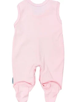 Baby Mädchen Strampler mit Fuß 3er Pack in rosa/weiß