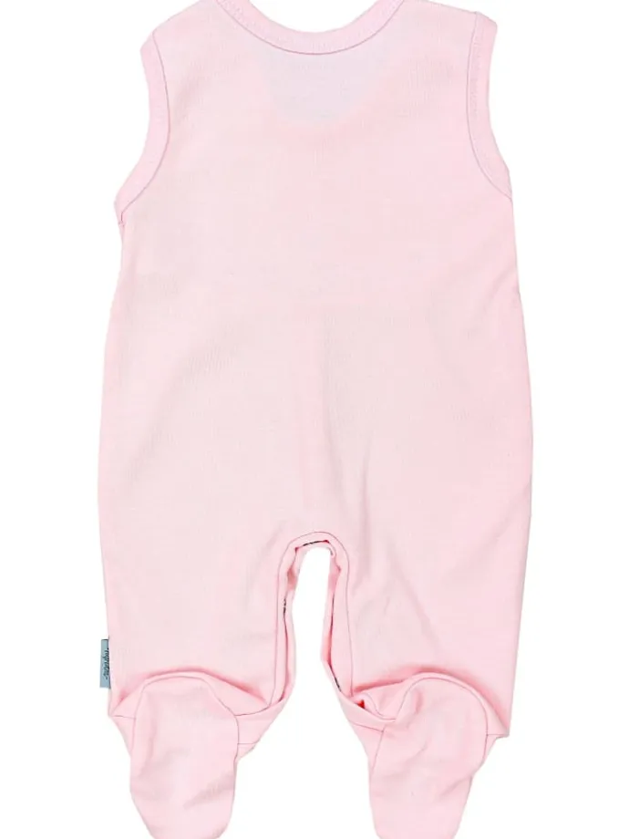 Baby Mädchen Strampler mit Fuß 3er Pack in rosa/weiß