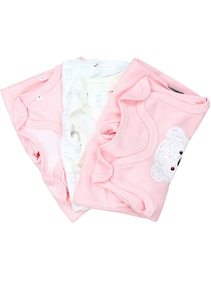 Baby Mädchen Strampler mit Fuß 3er Pack in rosa/weiß