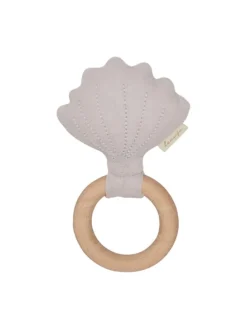Baby Rassel mit Holzring 'seashell' in rosa