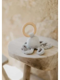 Baby Rassel mit Holzring 'octopus' in blue