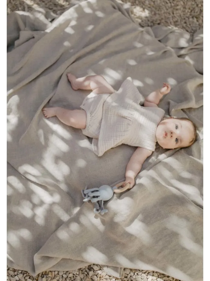 Baby Rassel mit Holzring 'octopus' in blue