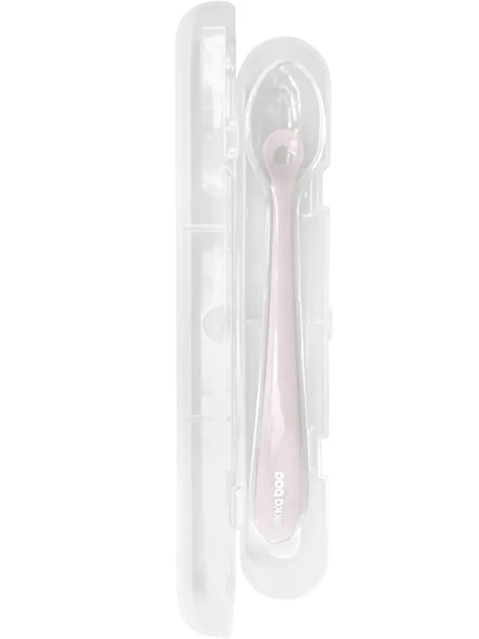 Baby Silikonlöffel mit Etui in rosa