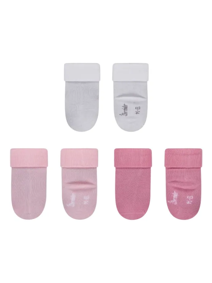 Baby Socken 3er-Pack uni in rosa