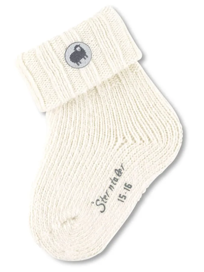 Baby Socken Wolle in ecru farbend