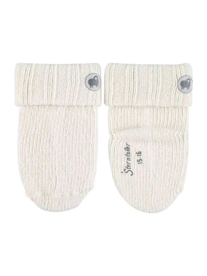 Baby Socken Wolle in ecru farbend