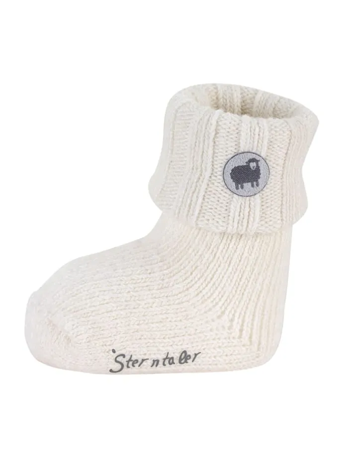 Baby Socken Wolle in ecru farbend